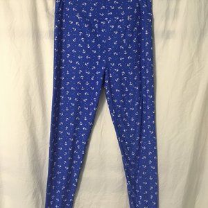 New Lularoe Blue TC Leggings White Anchors